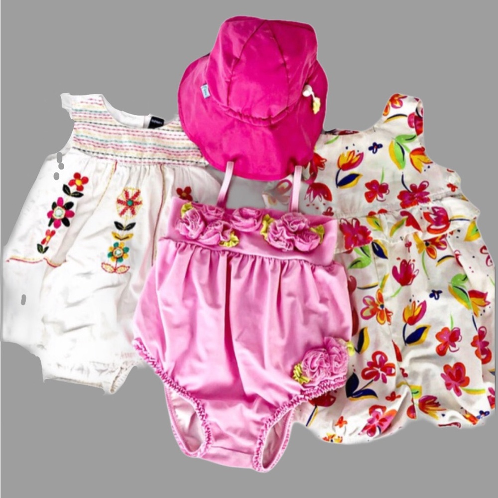 Infant Girl 4 Piece Cotton Sun Outfits 12 - 18 Months